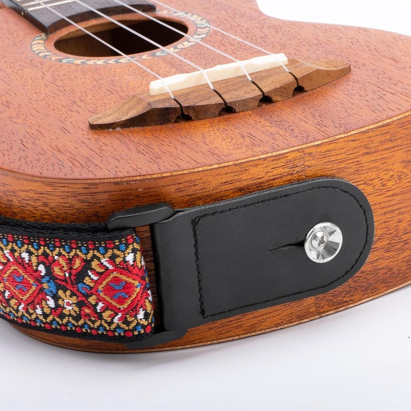 BestSounds Ukulele Strap, Jacquard Weave Adjustable Uke Mandolin Shoulder Straps for Adult & Kids, Ukulele Button Accessories (Red) - Image 5